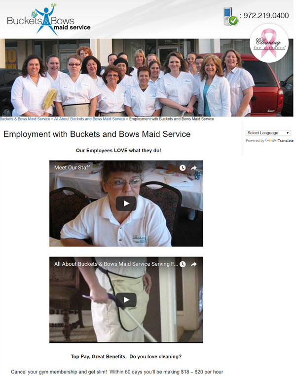 Create a career page on your cleaning business website