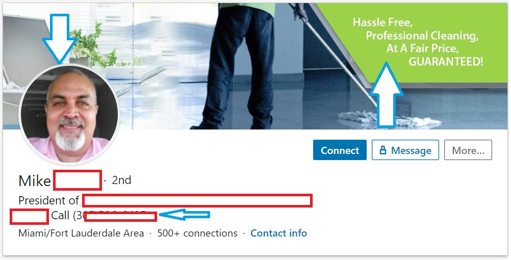commercial cleaning business linkedin profile setup