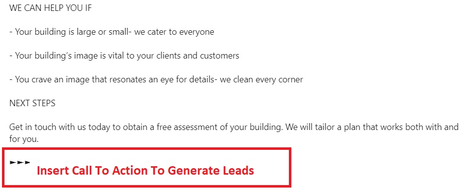 commercial cleaning business linkedin profile about section CTA