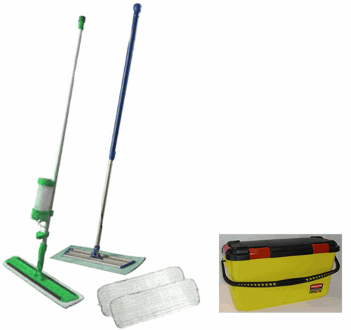 Microfiber mopping systems and charging bucket